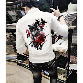 Áo sơ mi nam dài tay họa tiết sói