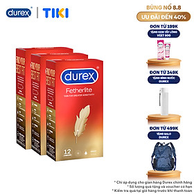 Bộ 3 Bao Cao Su Durex Fetherlite – Hộp 12 bao