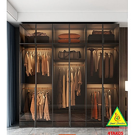 Mua Tủ quần áo gỗ MDF cánh kính cường lực khung nhôm 4TAK05 - Nội thất lắp ráp Viendong Adv