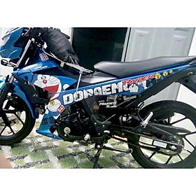 Tem rời mẫu Doraemon xanh trắng đen dành cho xe Raider- Satria Fi 150
