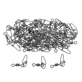 50x Durable Rolling Swivel with Crosslock Snap Fishing Hook Line Connector 2# 4# 6# 8# 10# Gray