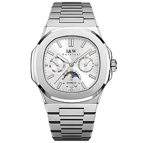 Đồng hồ nam chính hãng I&W CARNIVAL 55886G-5 mặt trắng size mặt 42mm,kính sapphire ,chống nước 50m,dây thép không gỉ