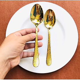 Mua Set 2 Muỗng cơm cao cấp mạ vàng kiểu Da rắn Inox 304 ODILE017