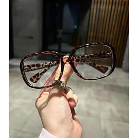 Kính mắt đi đường, Kính thời trang unisex nam nữ Mắt vuông dáng to màu đồi mồi 