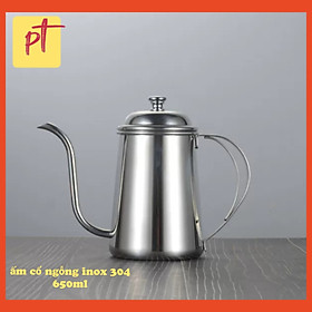 Bình pha trà cà phê cổ ngỗng inox 304 dung tích 650ml ( tănng bộ cọ vệ sinh ấm 4 chiếc )