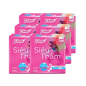 Combo 6 gói Băng vệ sinh Diana Siêu thấm siêu mỏng cánh 8 miếng