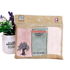 Mua COMBO 3 KHĂN MẶT SỢI SỒI CAO CẤP UNOBABY - XUẤT NHẬT/CHÂU ÂU  KT: 25x25CM - GIAO MÀU NGẪU NHIÊN