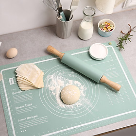 Mua Combo Tấm Lót Nhào Bột Silicon 60x40cm Và Cán Lăn Bột Gỗ 41.5x5.5cm