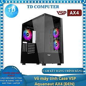 Vỏ máy tính Case VSP Aquanaut AX4 [ĐEN] 2 mặt kính (ATX/M-ATX/mATX) (Không kèm Fan) - Hàng chính hãng Tech Vision phân phối