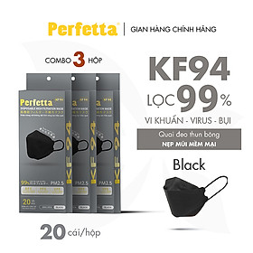 [COMBO 3 HỘP] - Khẩu Trang KF94 Phong Cách Hàn Quốc Chất Lượng Cao, Kháng Khuẩn, Chống Bụi Mịn, 3 Lớp, Bảo Vệ Tối Ưu, Đóng Gói Từng Cái - (20 cái/hộp)