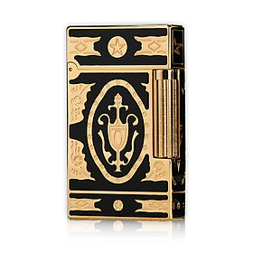 Mua Hộp Quẹt Bật Lửa Gas Đá D08V Họa Tiết Hoa Văn Cách Điệu Hoàng Gia Màu Vàng Đen
