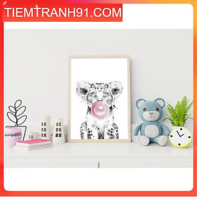 Tranh treo tường | Tranh cho bé-Baby Lion with Bubble Gum Wall Art for Nursery Decor 62 , tranh canvas giá rẻ