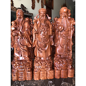 Bộ tượng phật tam đa phúc lộc thọ bằng gỗ hương đá vân veo đẹp kt cao 70×20×17cm