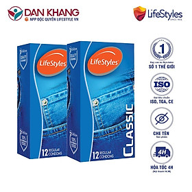 Bộ 2 Hộp Bao Cao Su LifeStyles Classic Thiết Kế Mỏng Ôm Sát Cao Cấp Hộp 12