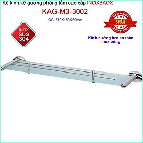Kệ kính phòng tắm Inox Bảo KAG-M3-3002, kệ kiếng cường lực 57cm pát SUS304 cao cấp thiết kế đẹp sang trọng
