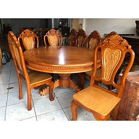 Bộ bàn ăn tròn 8 ghế gỗ gỗ đỏ siêu đẹp ( Freeship 80km và 1 số khu vực )