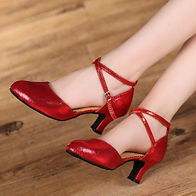 Phụ Nữ Tiêu Chuẩn Khiêu Vũ Giày Cao Gót Nữ Phòng Khiêu Vũ Giày Đế Ngoài Mềm Tango Giày Khiêu Vũ Hiện Đại Nữ Color: 5.5cm Outdoor Silver Shoe Size: 38