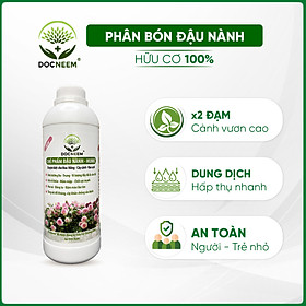 Phân bón hữu cơ đậu tương, đậu nành trứng chuối humic DOCNEEM kích mầm, chồi, hoa chuẩn form trên hoa hồng, cây cảnh, chai 1 lít