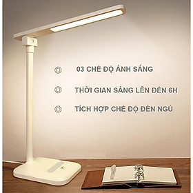 Đèn Bàn Học LED USB Di Động Cao Cấp Có Thể Gập Hai Chỗ 03 Chế Độ Ánh Sáng