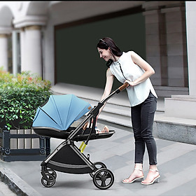 Xe đẩy nôi cao cấp  cho bé 2 chiều 3 tư thế, siêu nhẹ 7kg, gấp gọn thành vali xách có túi đi kèm và quà tặng mùng, chiếu, dây chống tuột