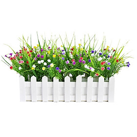 Giỏ hoa hàng rào gỗ dài 50cm cắm sẵn nhiều mẫu hoa giả