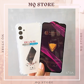 Ốp lưng và cường lực cho Samsung Galaxy A34 5G - Loại trong suốt chống sốc 4 góc ( hàng chính hãng)