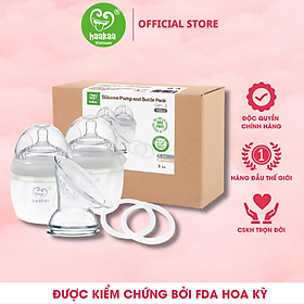 Combo 02 Bình sữa silicone Gen.3 160ml, Phễu hút sữa, nắp trữ sữa Haakaa. Không chứa BPA, PVC và phthalate