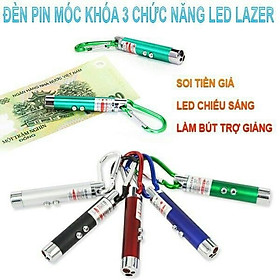 Móc khóa đèn pin mini kèm 3 viên pin trong máy , đèn pin laser ,với 3 chế độ sáng ,dùng để thuyết trình ,giảng dạy , trình chiếu slide , chỉ điểm ở công trường xây dựng ,vừa làm móc khóa kết hợp là đèn pin mini để soi tìm đồ khi cần thiết rất tiện lợi 