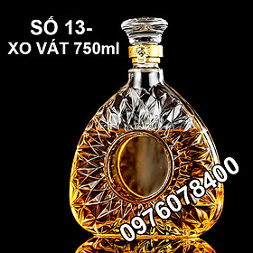 Combo 2 chai Thủy Tinh đựng rượu loại XO 750ML mẫu tam giác - Chai 750ml thủy tinh, bình thủy tinh 750ml pha lê trong suốt