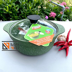 Nồi đúc Classic vân đá CHỐNG DÍNH , NẮP KÍNH , Sử dụng được BẾP TỪ size 18, 20 cm. Dùng nấu lẩu, cơm trộn, mì cay Hàn Qu