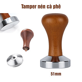 Mua Tamper inox cán gỗ Megou cho máy pha cà phê đường kính 51mm - Hàng nhập khẩu