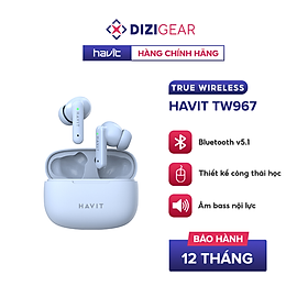 Tai Nghe TWS Havit TW967 BT 5.0, Thiết Kế Công Thái Học, Driver 10mm, Nghe Nhạc Đến 5H - Hàng Chính Hãng