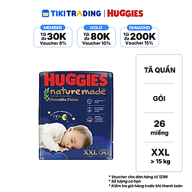 Tã quần Huggies Naturemade ban đêm XXL 26 miếng