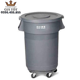 Thùng rác nhựa Baiyun dùng trong nhà bếp màu xám 80L/120L
