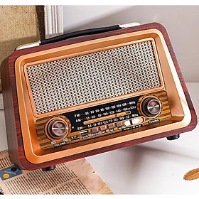 Loa bluetooth không dây radio retro bằng gỗ di động Color: Mahogany Color