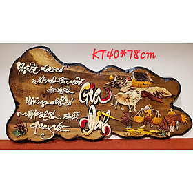 Tranh gỗ ghép thư pháp chữ GIA ĐÌNH