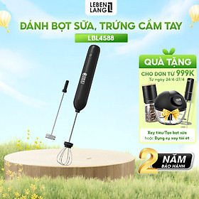 Máy đánh trứng, máy đánh bọt cafe cầm tay mini Lebenlang LBL4588, 2 tốc độ, sạc pin usb tiện dụng - hàng chính hãng