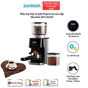 Máy xay hạt cà phê Espresso Shardor BD-CG018 Thương hiệu Anh Quốc cao cấp, Tích hợp 51 chế độ xay, Công suất 165W - HÀNG NHẬP KHẨU