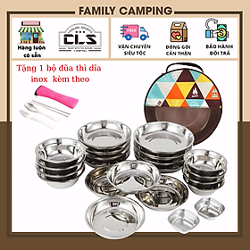 Mua Bộ bát đĩa inox xếp gọn 22 chiếc có túi đựng tiện dụng cho cắm trại  dã ngoại ngoài trời và nhà bếp gia đình có Quà tặng kèm theo