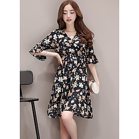 Đầm Hoa Cổ V Tay Ngắn Dễ Thương DN069 MayHomes