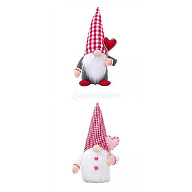 2x Plush Valentine Day Gnomes Ornaments Valentines Day Home Decor Gifts