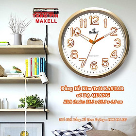 Mua Đồng Hồ Treo Tường KIM TRÔI DẠ QUANG EASTAR – Mặt Tròn Số Nổi 3D – Tặng Pin Maxell - Bảo Hành 1 Năm