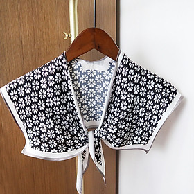 Khăn lụa họa tiết hoa phong cách Nhật kiểu vai áo AKL102