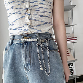 Thắt lưng belt xích thắt lưng titan nam nữ unisex cá tính không gỉ mix hạt ngọc trai siêu ấn tượng siêu tôn dáng đẹp độc lạ chất street style