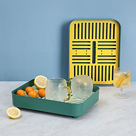 Mua Khay đựng ly chén có rổ thoát nước siêu mỏng nhẹ phù hợp trang trí decor phòng hiện đại