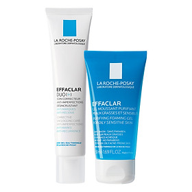 Combo Kem Dưỡng Giảm Mụn, Ngừa Vết Thâm, Se Nhỏ Lỗ Chân Lông La Roche-Posay Effaclar Duo+ (40ml) - M694050 + Gel Rửa Mặt Dành Cho Da Dầu Nhạy Cảm La Roche-Posay Effaclar Purifying Foaming Gel (50ml) - M2980800