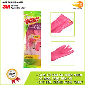 Găng tay gia dụng Scotch-Brite 3M 38cm đa năng, cao su thiên nhiên, an toàn cho da, che phủ tốt, có móc treo tiện lợi