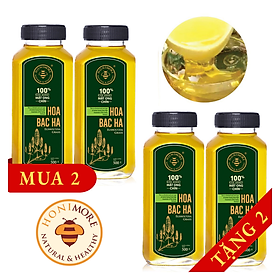 SALE TRUNG THU Combo 2 chai Mật ong nguyên chất Honimore Hoa Bạc Hà 500g