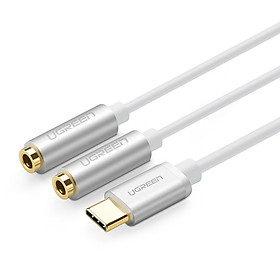 Dây chuyển đổi USB-C ra 2 đầu 3.5mm cái (nghe 2 tai nghe) dài 20CM UGREEN AV144 30732 - Hàng Chính Hãng