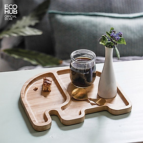Mua Khay gỗ Decor / khay gỗ ăn dặm ECOHUB  Gỗ tre tự nhiên an toàn (tặng nĩa tre)